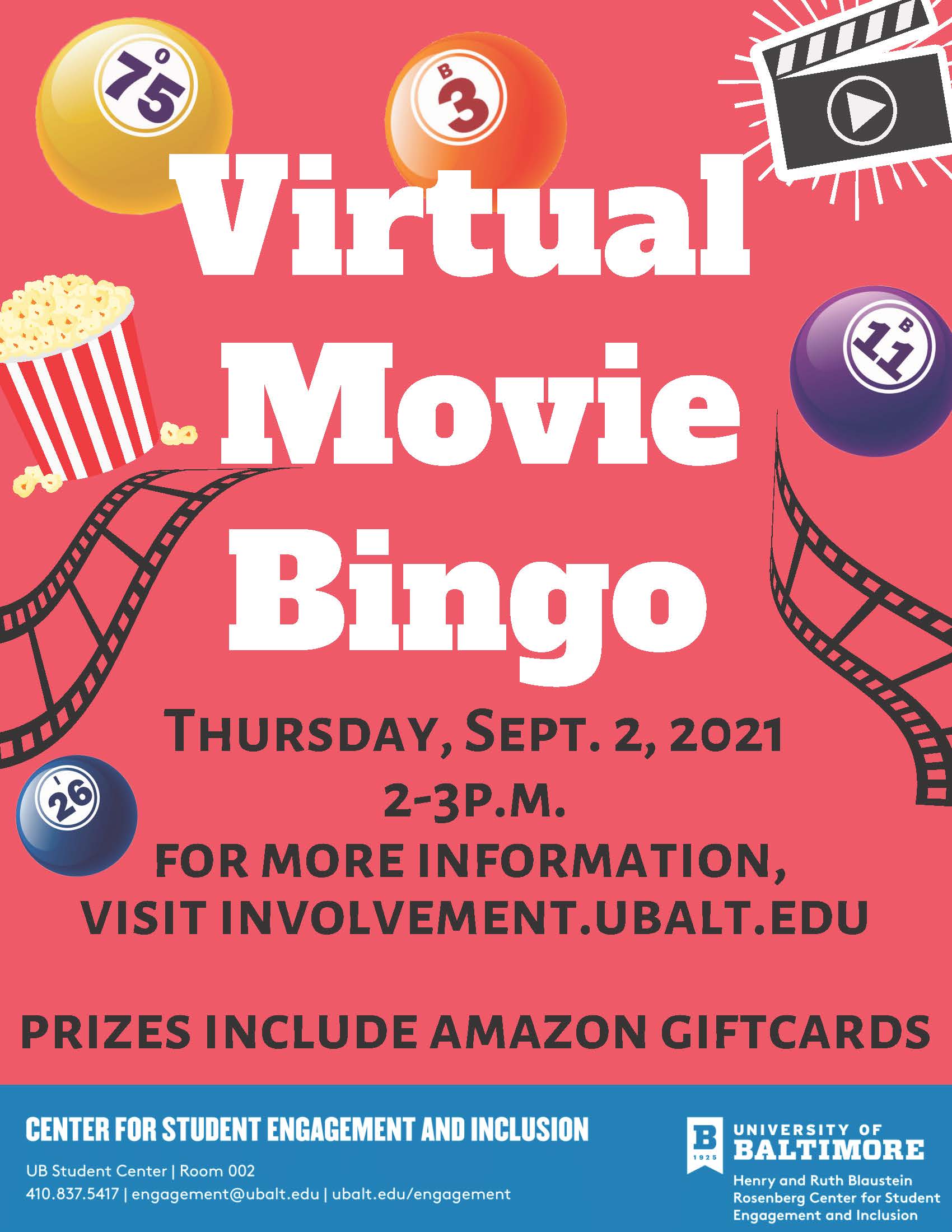 Virtual Movie Bingo! Cash Prizes!! Register Today!